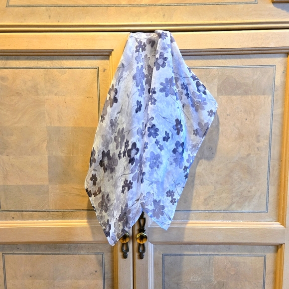 Three Sheer Woman's Scarfs, 2 Square, 1 Rectangle, Pastel & Neutral Colors - Picture 13 of 16